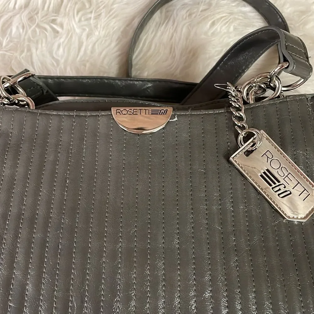 Vintage Rosetti Go Faux Leather Shoulder Handbag Purse  Dark Gray
